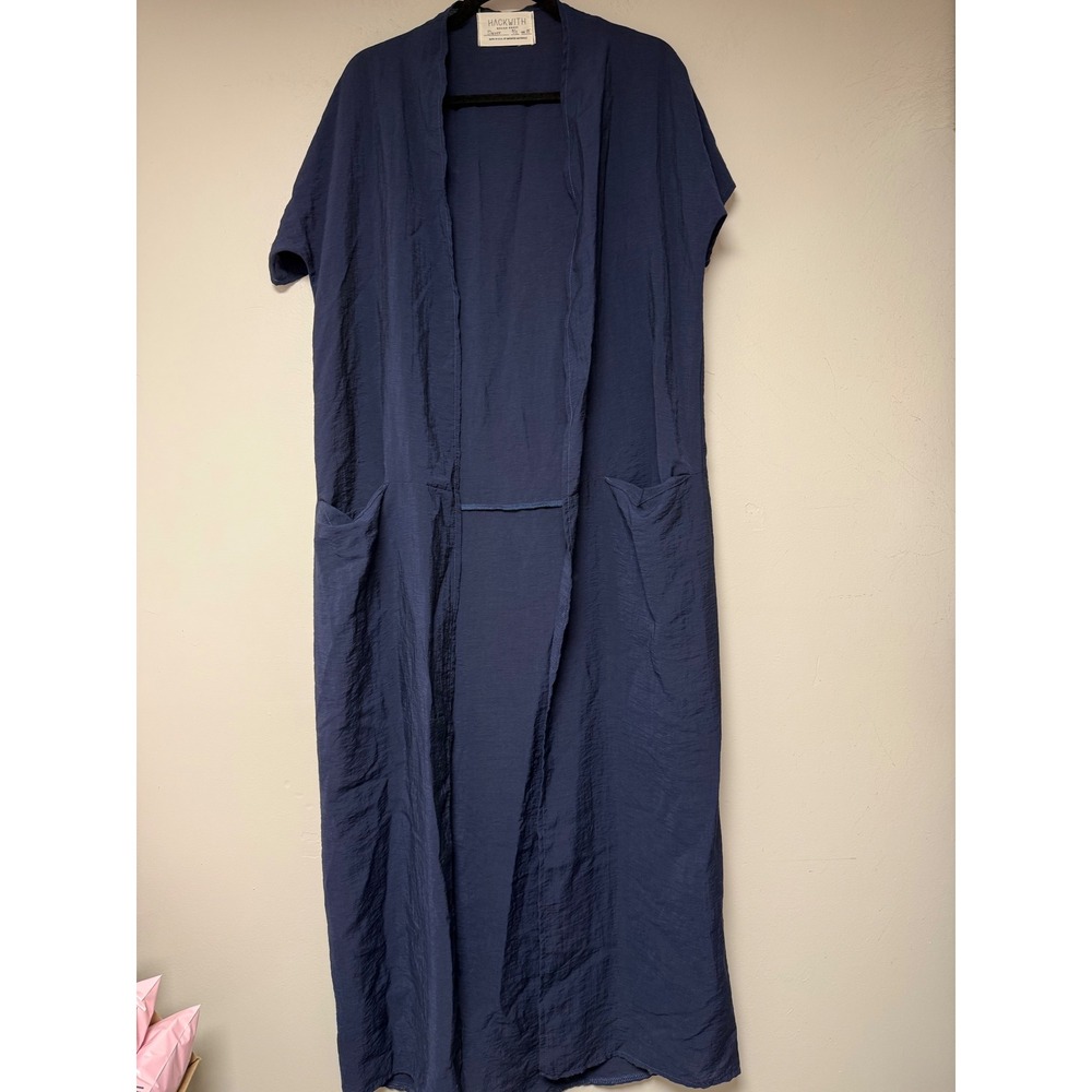 HACKWITH DESIGN HOUSE Siever Navy Blue Duster Kimono Cardigan Size OS